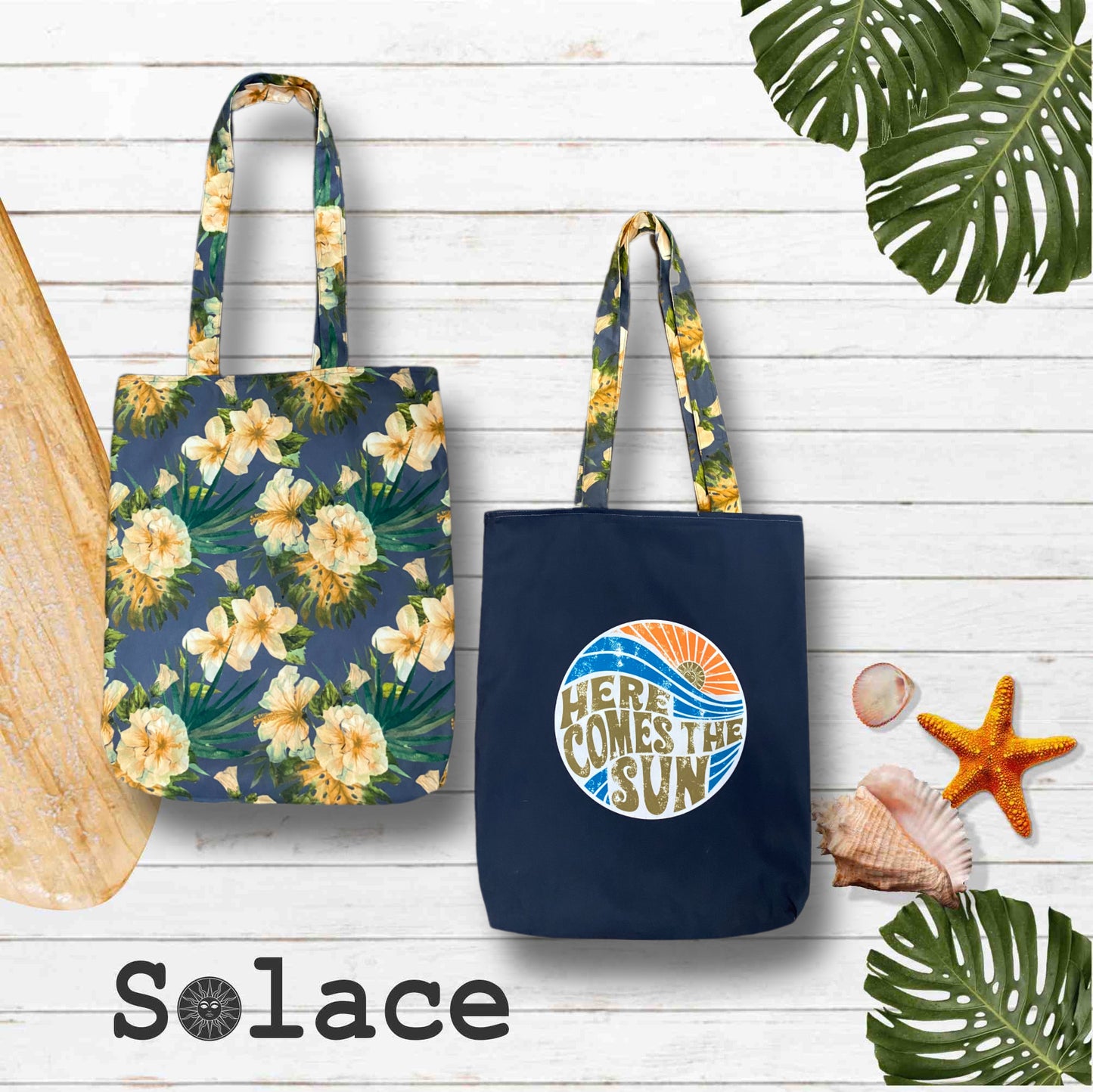 Solace Reversible Microfiber Beach Tote - Aloha x Here comes the sun