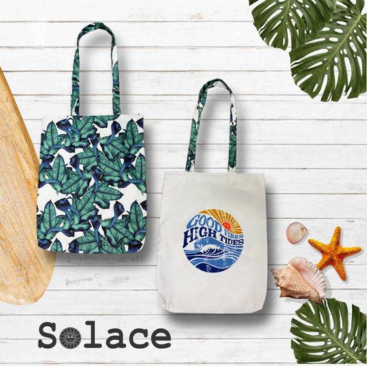 Solace Reversible Microfiber Beach Tote -Havana x Good Vibes High Tides