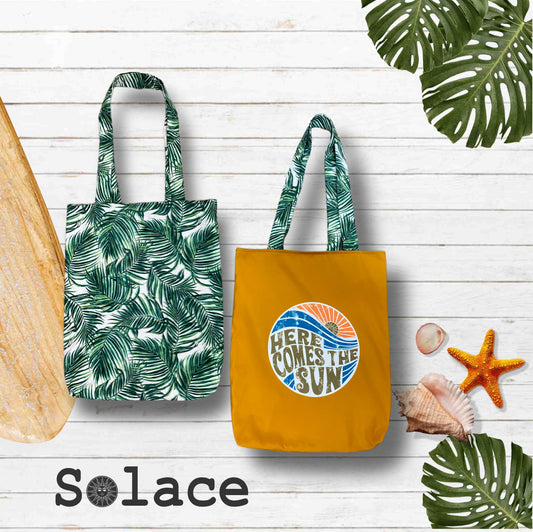 Solace Reversible Microfiber Beach Tote - Island Vibe x Here comes the sun