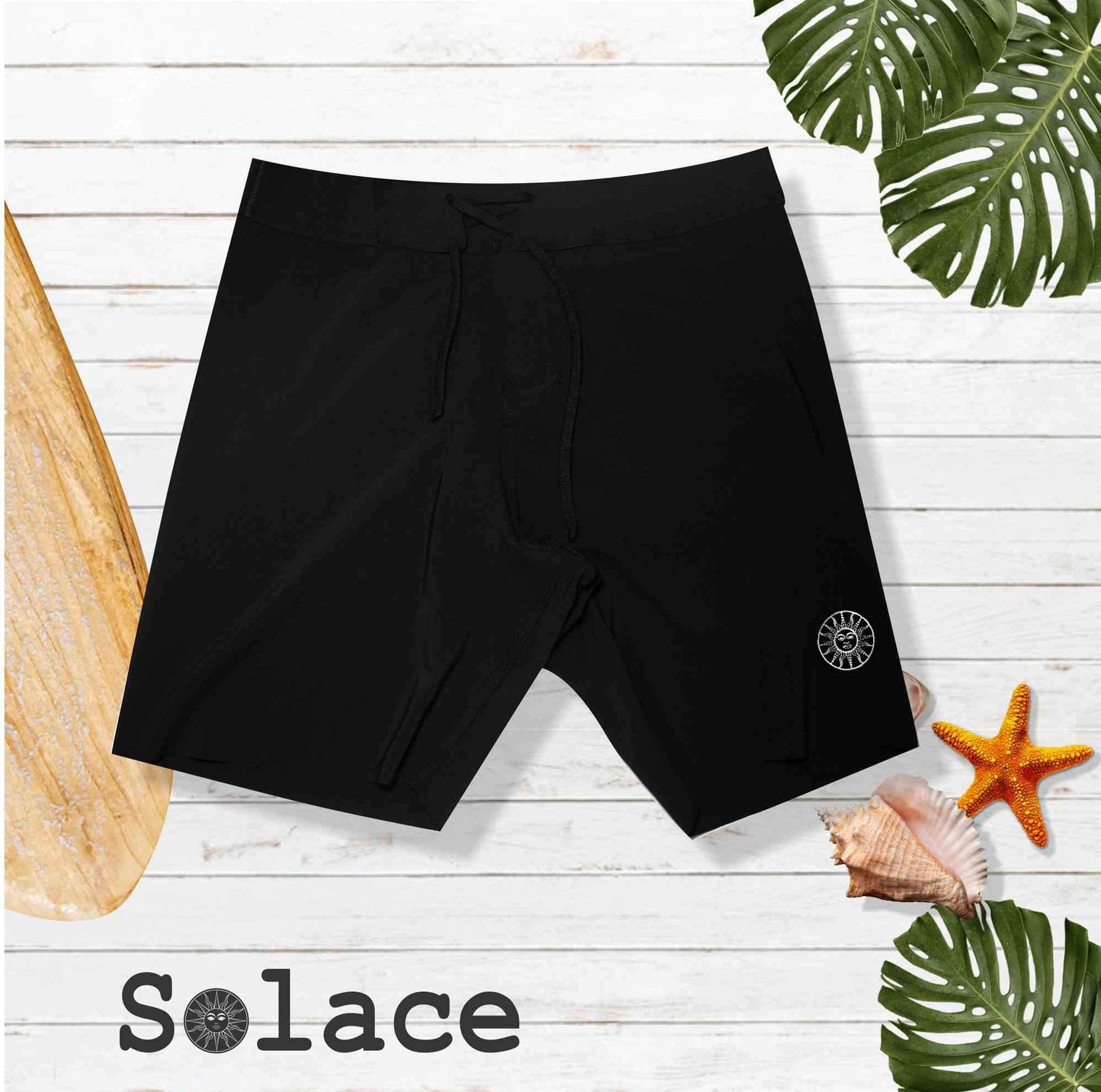 Solace Black Lasercut Adventurer's Boardshorts